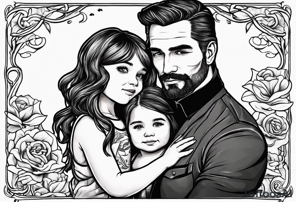 tall man holding little girl, in memory of Drew tattoo idea