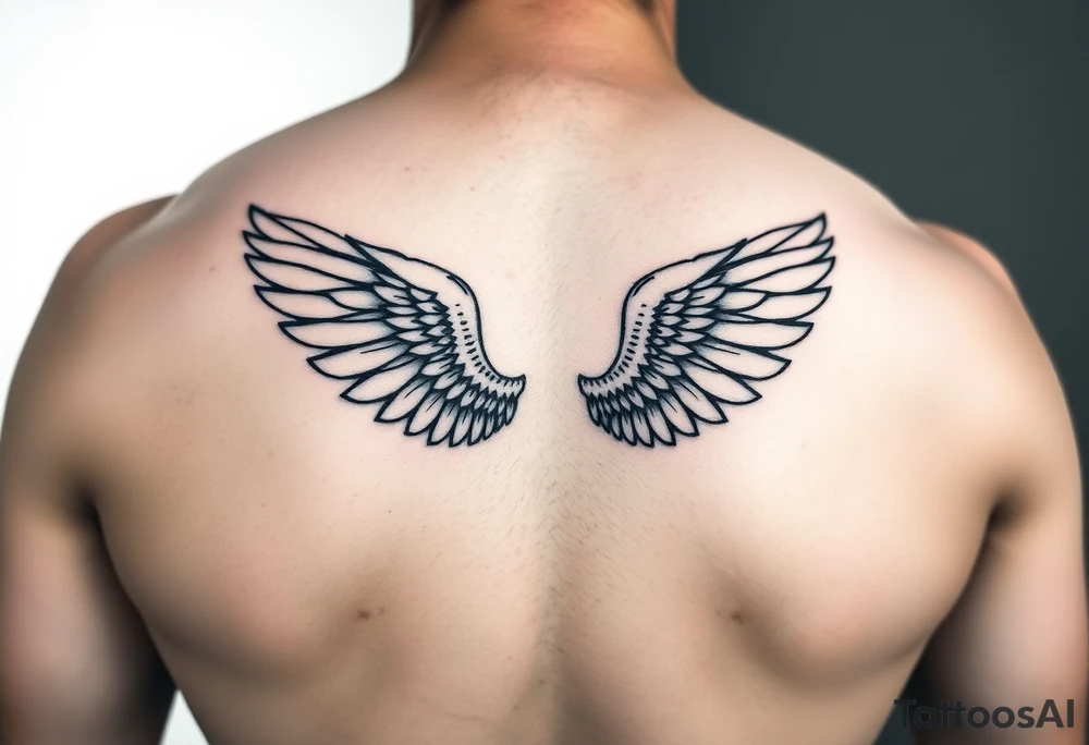 Small minimalist upright angel wings tattoo idea