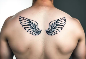 Small minimalist upright angel wings tattoo idea