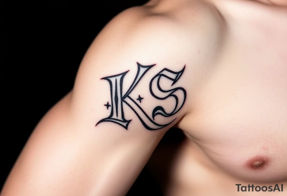 Tatuaje de lettering gótico que forme las letras las letras "KS" tattoo idea