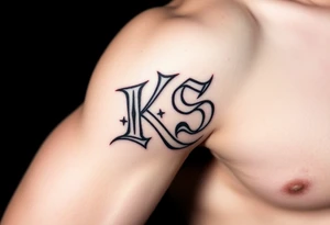 Tatuaje de lettering gótico que forme las letras las letras "KS" tattoo idea