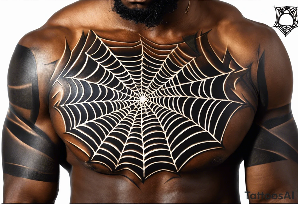 Design a powerful inner bicep tattoo for a dark-skinned black male featuring Anansi the Spider from Ghanaian mythology. Anansi is depicted weaving a web made from bright, crackling lightning bolts. The web extends outward from the center of the design, creating an intricate, flowing pattern. The lightning web should be sharp and dynamic, symbolizing energy and power, while Anansi sits calmly at the center, representing wisdom and control.

The spider should have a stylized, bold appearance, with strong, clean lines that stand out on dark skin. The lightning bolts in the web should feature bright, vivid colors like electric blue or white, contrasting well against the dark skin tone. Surrounding the web, subtle clouds or storm elements should fade into the background to create depth and dimension without overpowering the central design. Ensure that the web and lightning bolts are the primary focus, with fine detail that reflects both strength and intellect.”
Inner bicep tattoo idea