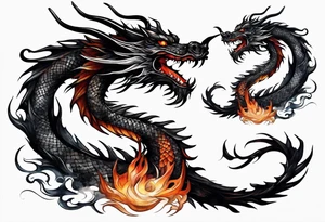 Full body black dragon wrapping around arm tattoo idea