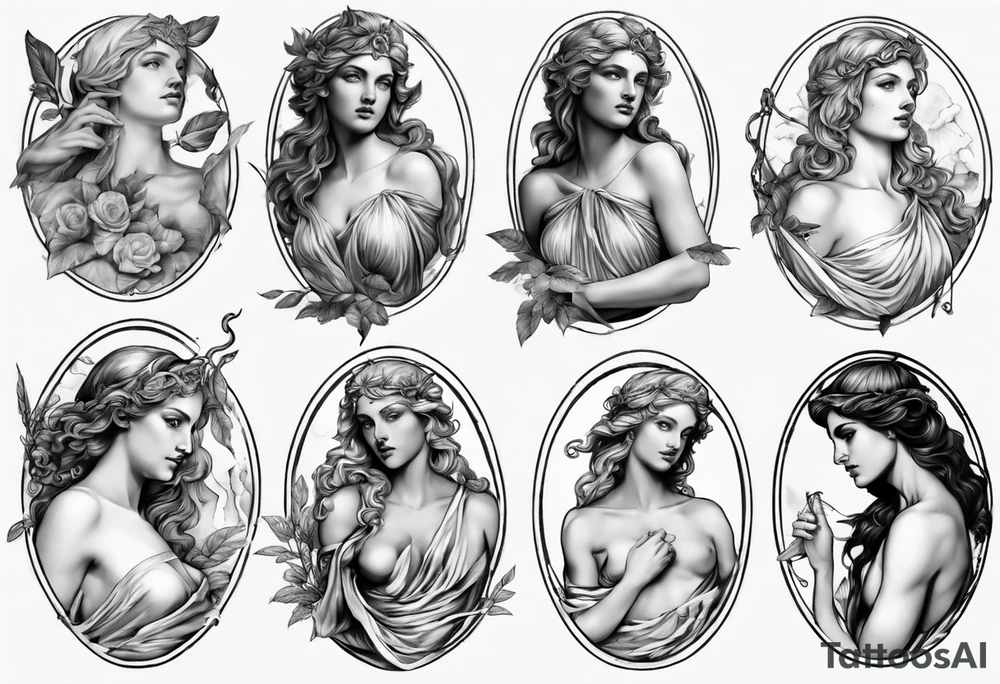 realistic Aphrodite greek mythology tattoo idea