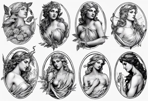 realistic Aphrodite greek mythology tattoo idea
