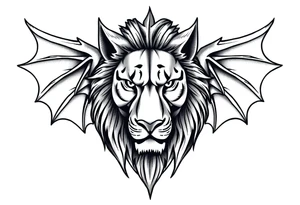 Female Lioness dragon face angel wings tattoo idea