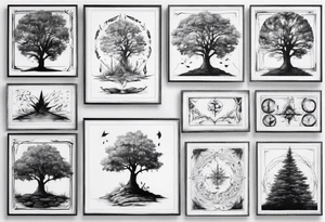 POV under a tree square framed minimalistic tattoo idea