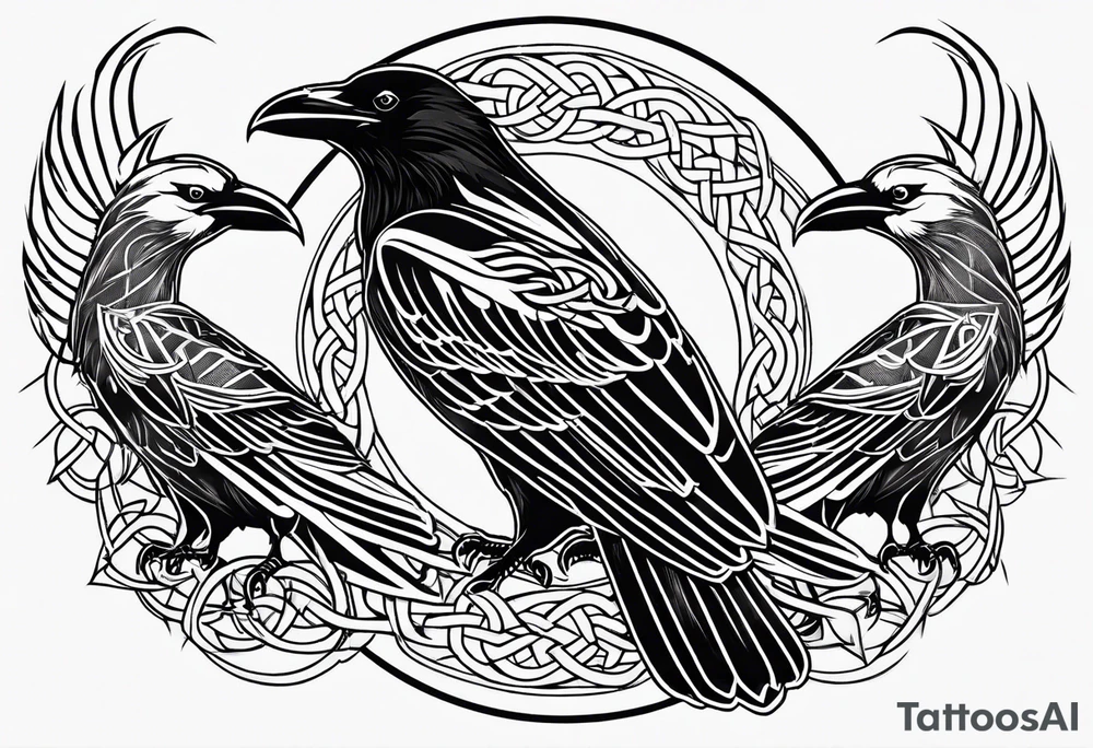 3 ravens made of Celtic knots tattoo idea