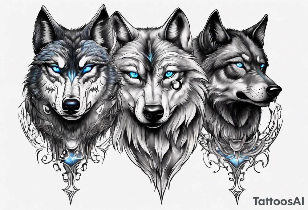 Dark wolf with blue eyes tattoo idea