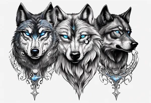 Dark wolf with blue eyes tattoo idea