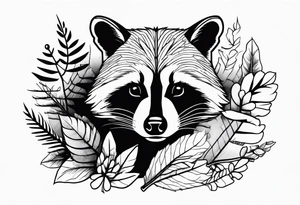 Raccoon in nature tattoo idea