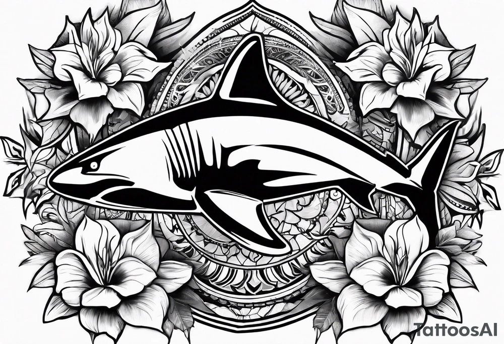 Fijian shark teeth and flower for the forearm tattoo idea