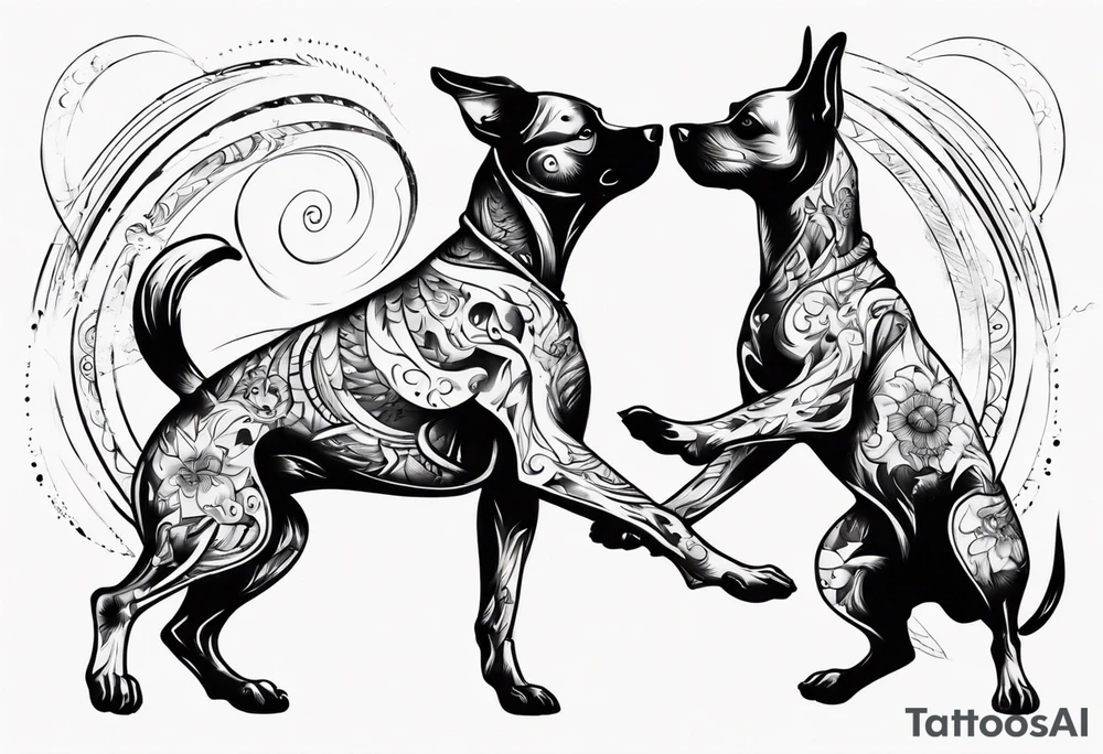 two dogs dancing on their hind legs. tattoo idea