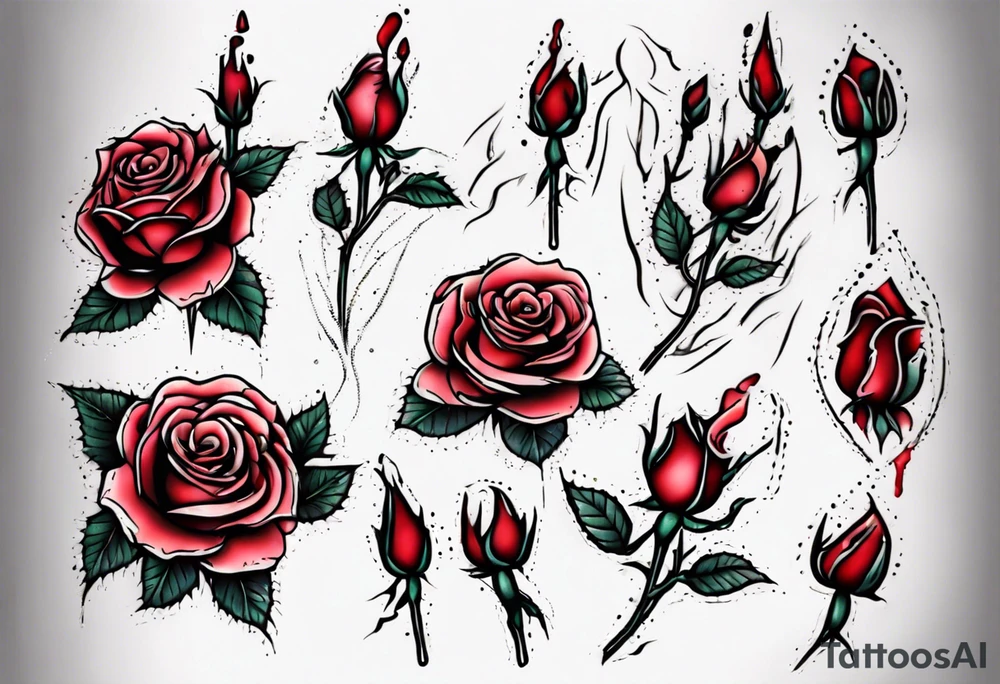 simple bleeding rose, fine line tattoo idea