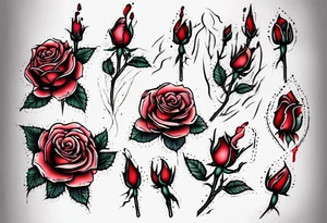 simple bleeding rose, fine line tattoo idea
