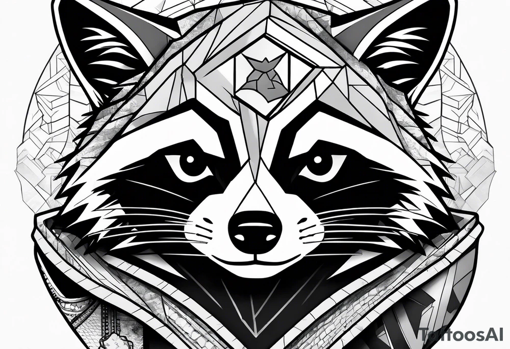 raccoon wearing a Superman hoodie tattoo idea
