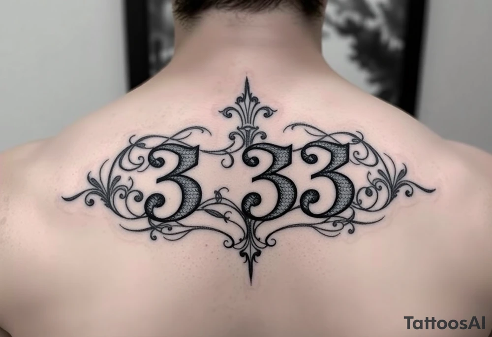 The number 333 going through the name indigo tattoo idea