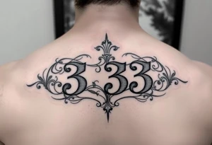 The number 333 going through the name indigo tattoo idea