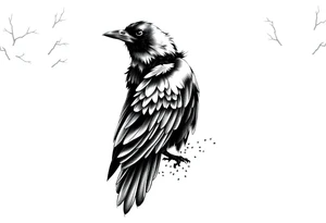 A crow with woods in the background tattoo idea