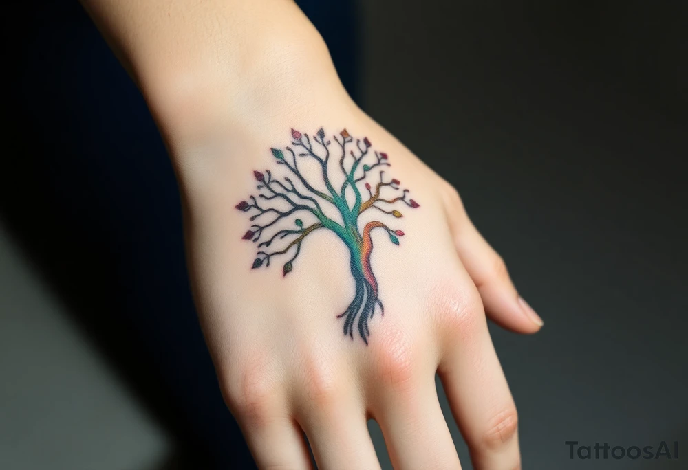 Jamaican colours and Irish colours tree of life tattoo idea