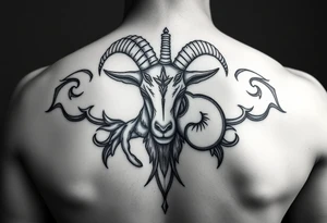 ignorant style capricorn sea goat tattoo black and white tattoo idea