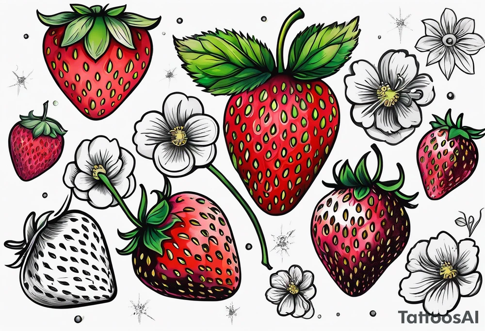 Individual Strawberry tattoo idea