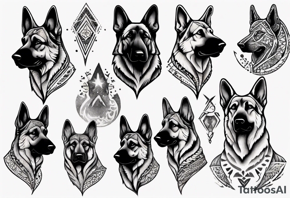 German shepherd profile tattoo idea