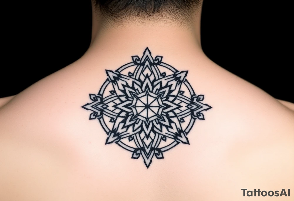 Polynesian geometric shield small neurodiversity tattoo idea