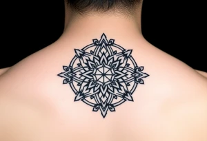 Polynesian geometric shield small neurodiversity tattoo idea