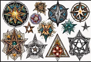 pentangle vertical tattoo idea