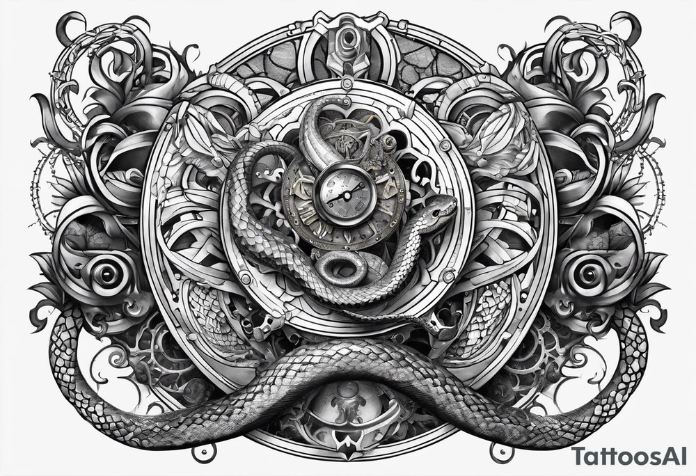 snake in steampunk tattoo idea