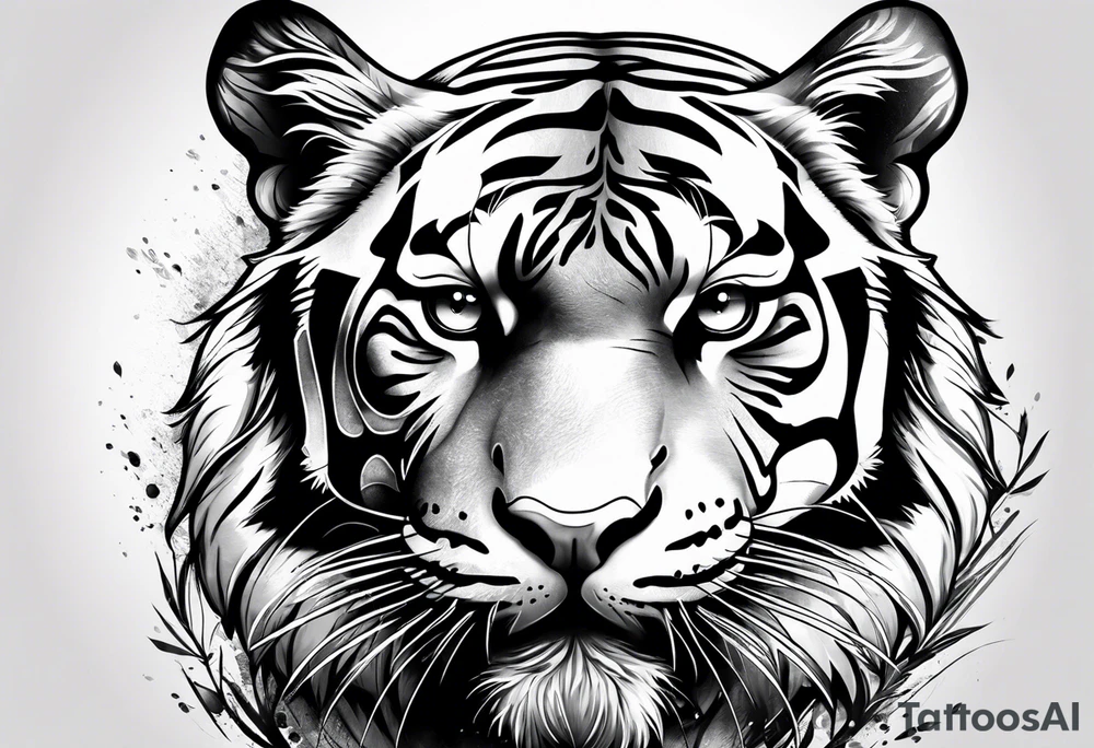 Tiger with aesthetic background tattoo idea
