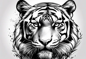 Tiger with aesthetic background tattoo idea