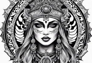 black kali, goddess pirate, pachamama, valkrye, warrior, skull, lotus azul, wing, eagle, zenza resonance, stars tattoo idea