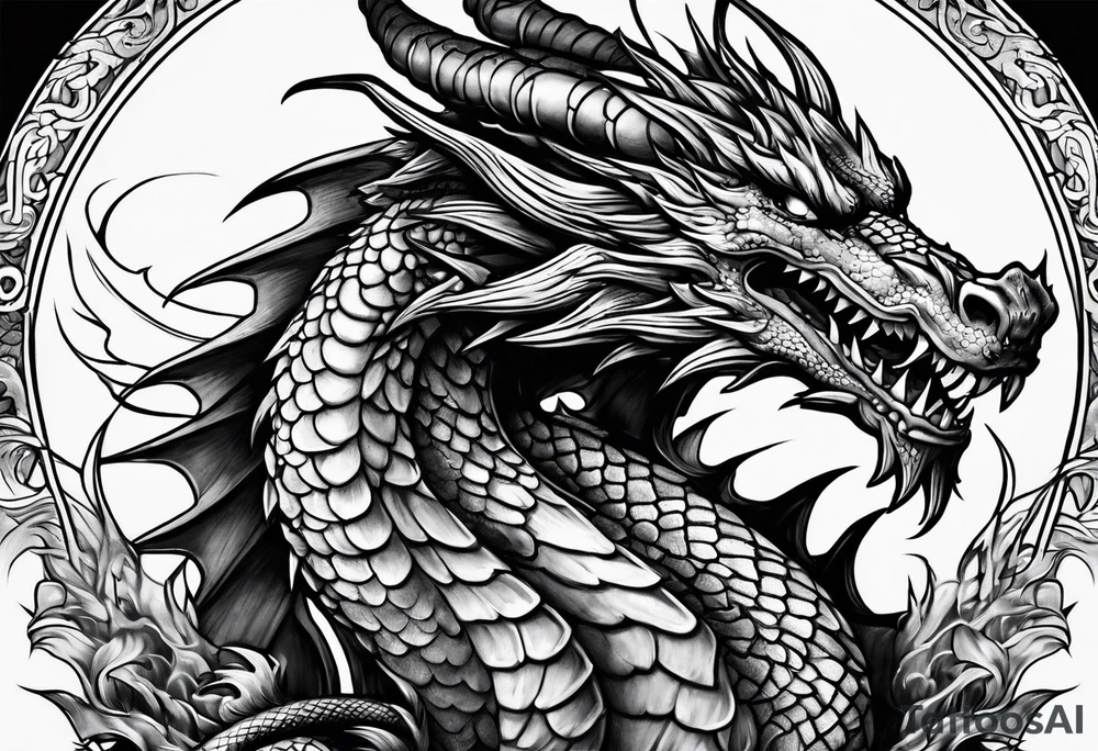 Small Dragon hurt and tired after a war but victorious tattoo idea