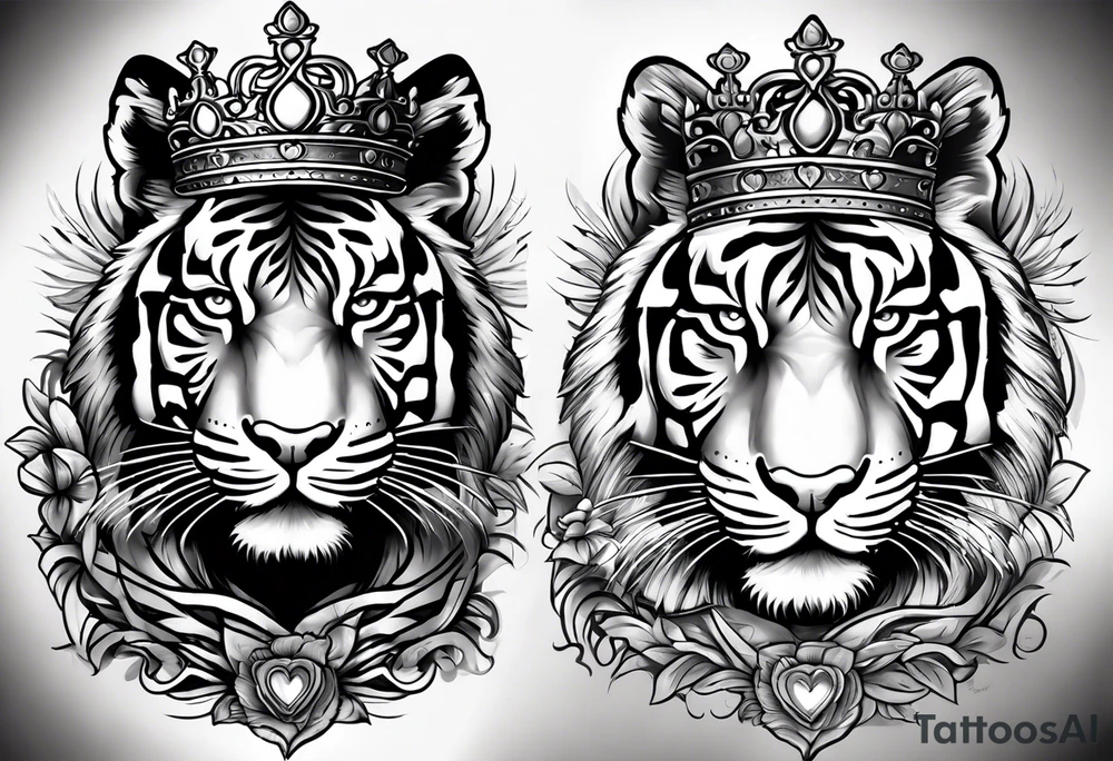 Full right arm sleeve a tiger at the top with a crown and third eye underneath a large hour glass with a brain and heart inside of it tattoo idea