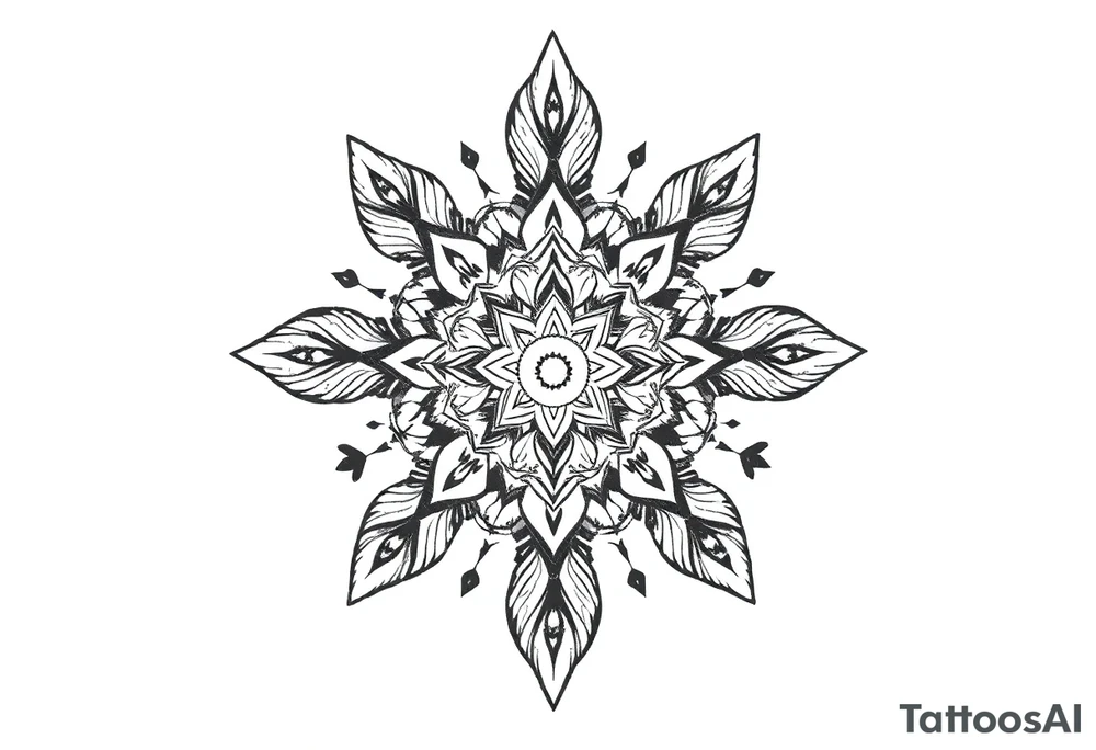 spiritual feathers ornamental mandala indian shaman rune tattoo idea