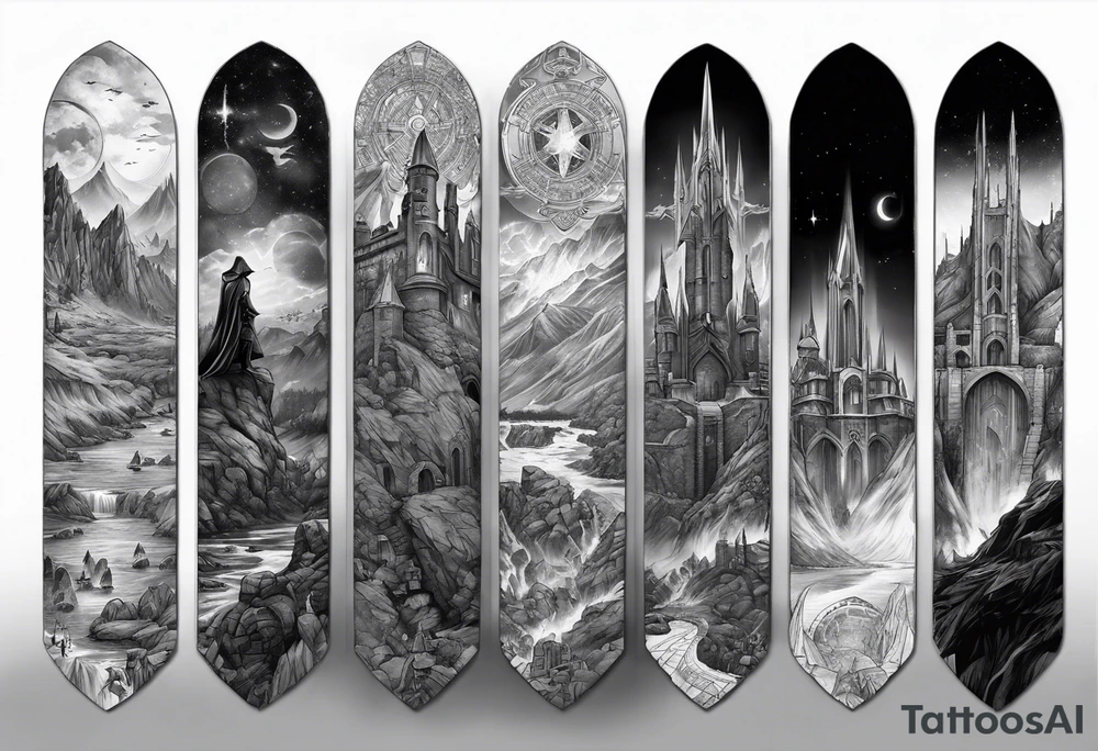 Full arm sleeve tattoo extending from shoulder to wrist featuring characters from Star Wars and DC comics battling at Helms Deep from Lord of the Rings tattoo idea