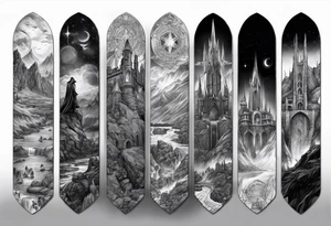 Full arm sleeve tattoo extending from shoulder to wrist featuring characters from Star Wars and DC comics battling at Helms Deep from Lord of the Rings tattoo idea
