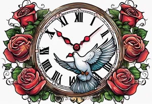 text box, rose, sunlight, dove, clock, tattoo idea