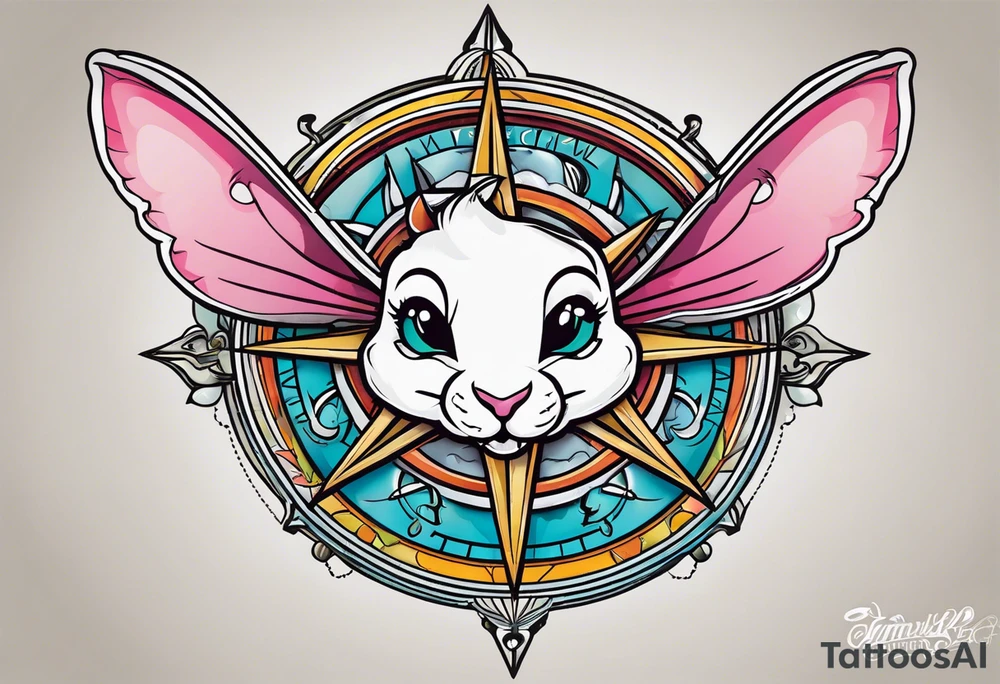 Dead rabbit fairy compass tattoo idea