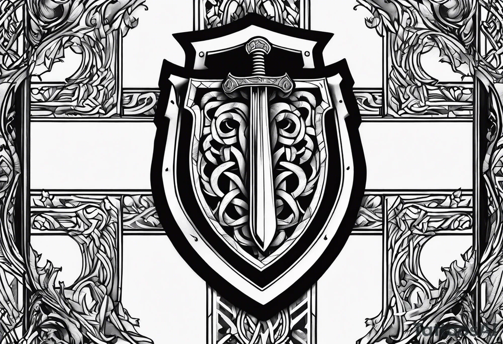 Valhalla shield fire sword tattoo idea
