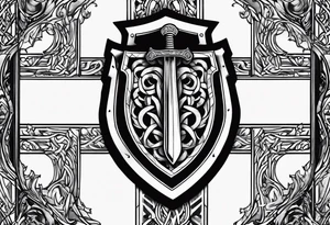 Valhalla shield fire sword tattoo idea