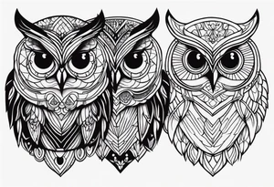 Simple black work owl tattoo idea