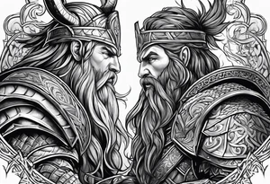norse gods fighting tattoo idea