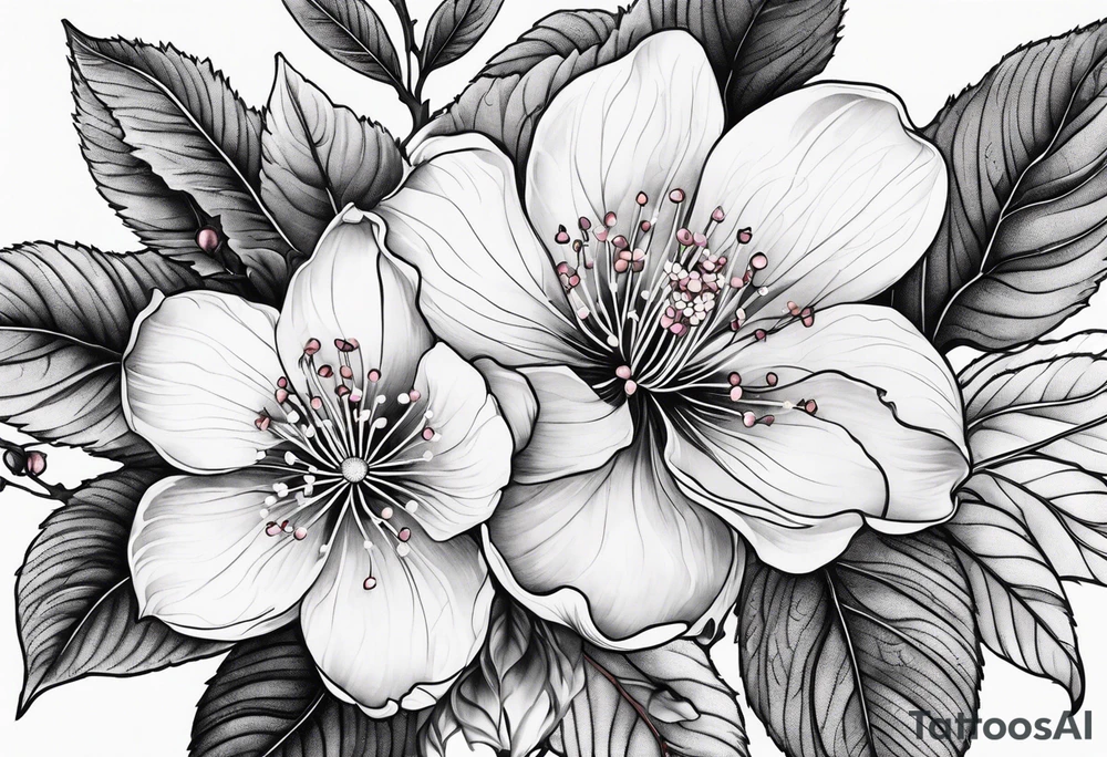 Cherry blossom leaves tattoo idea