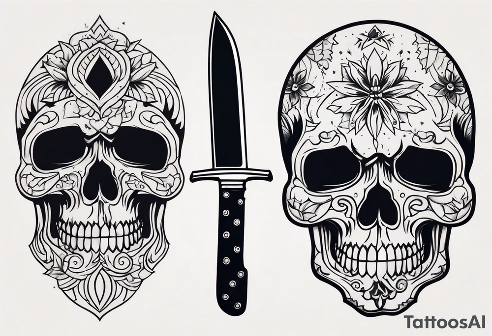 Knife, skull tattoo idea