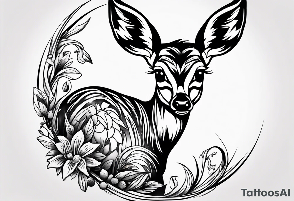 dark themed crying bambi fawn tattoo idea