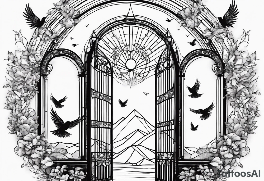 Angel baby birds flying heaven gate tattoo idea
