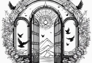 Angel baby birds flying heaven gate tattoo idea